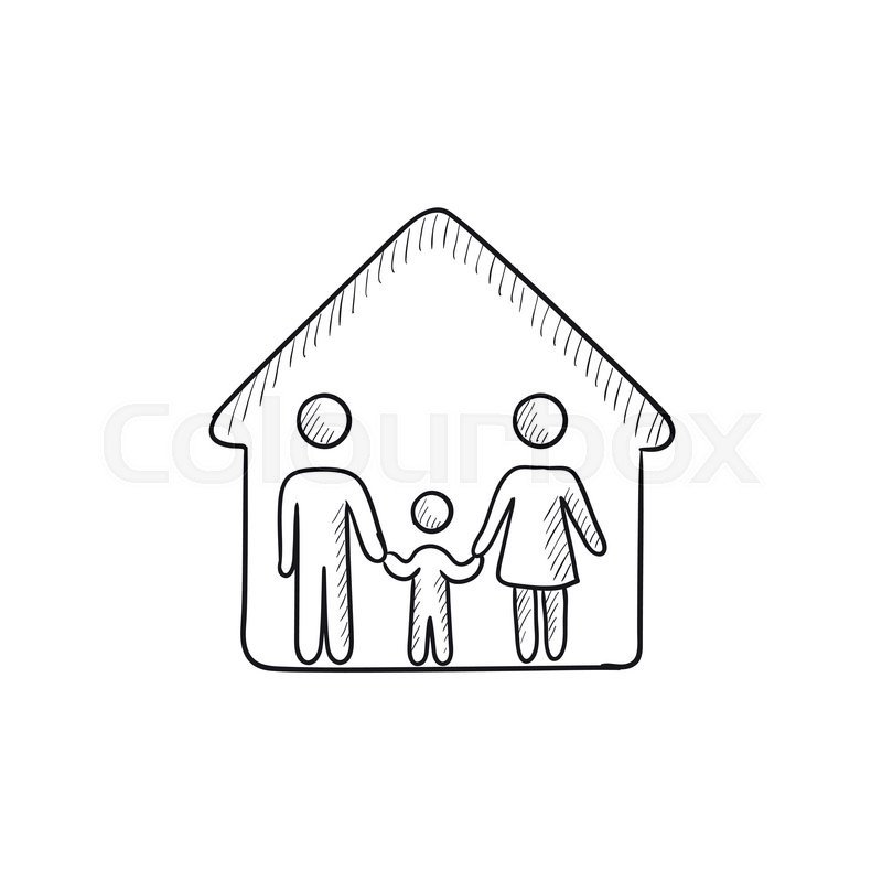 800x800 Family House Vector Sketch Icon Isolated On Background. Hand Drawn - Family Sketch Images