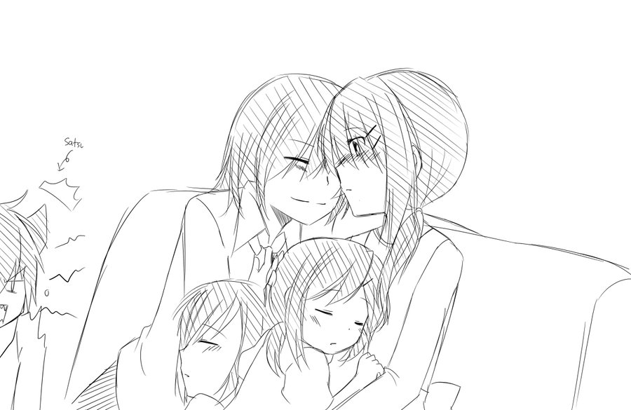 900x585 Happy Family Sketch By Mikanxsakura - Family Sketch Images