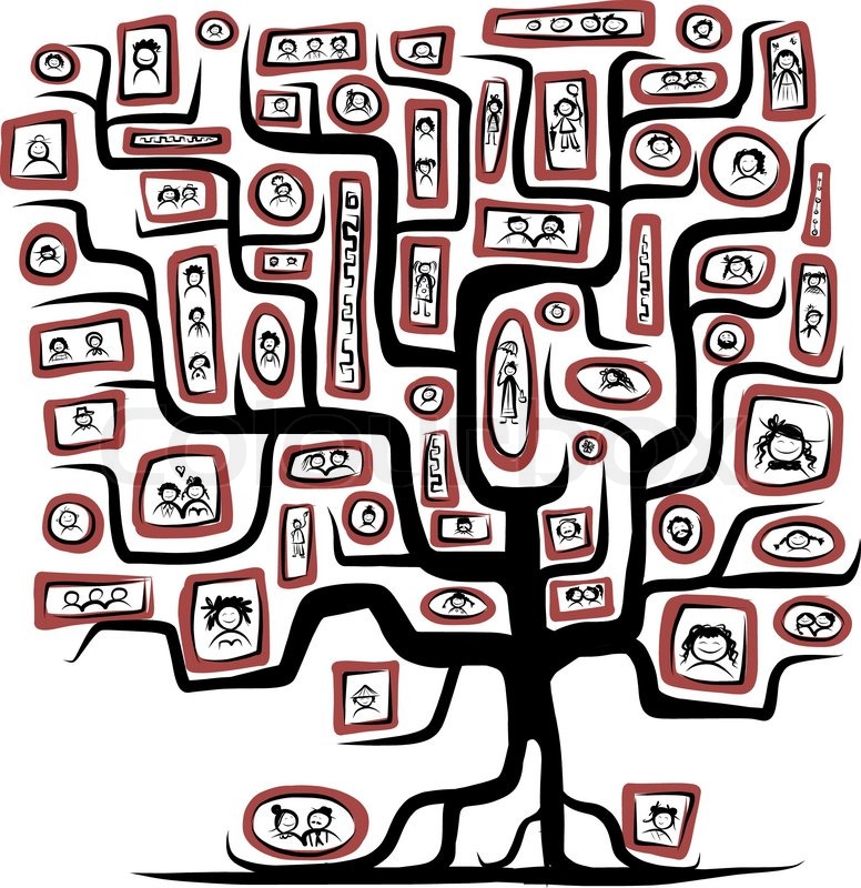 776x800 Family Tree Sketch With People Portraits For Your Design Stock - Family Tree Sketch