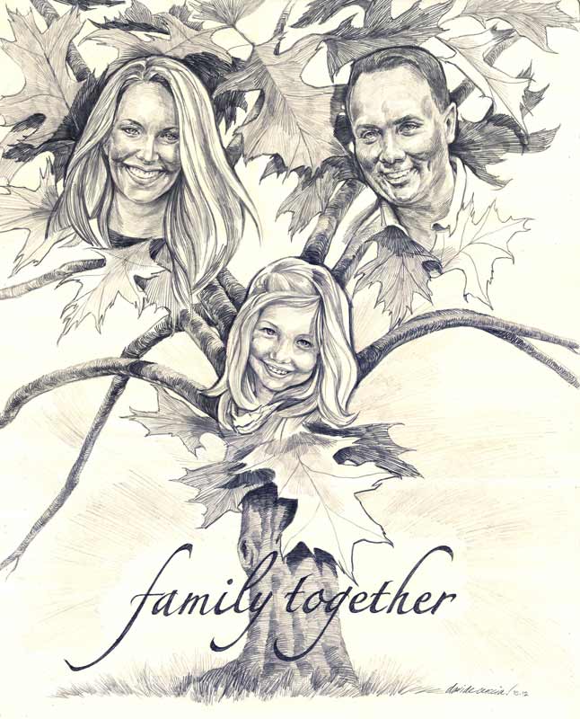 646x800 Pencil Portrait Family Tree Graphic Designer - Family Tree Sketch