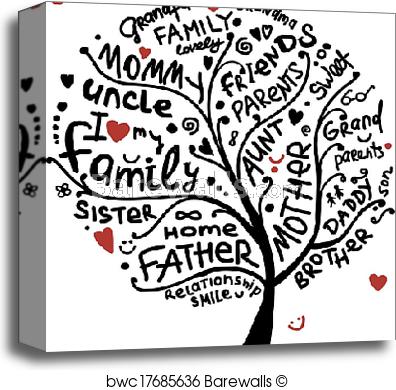 396x390 Canvas Print Of Family Tree Sketch For Your Design Barewalls - Family Tree Sketch