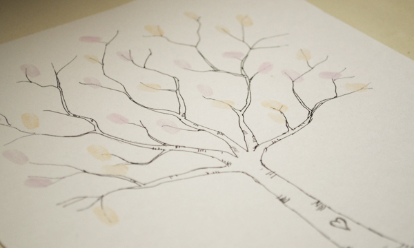 600x360 Wedding Diy Fingerprint Tree Template To Download Amp Print - Family Tree Sketch Free