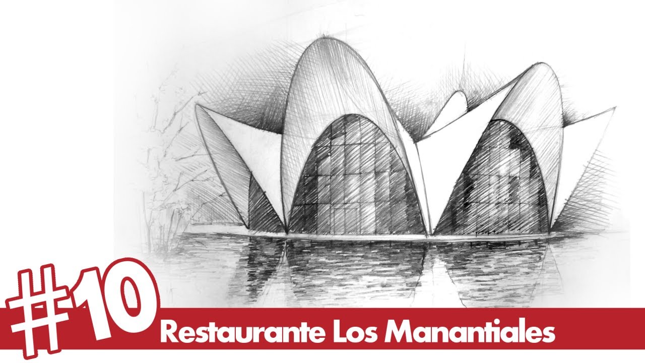 1280x720 Restaurante Los Manantiales Perspective Drawing - Famous Architects Sketches