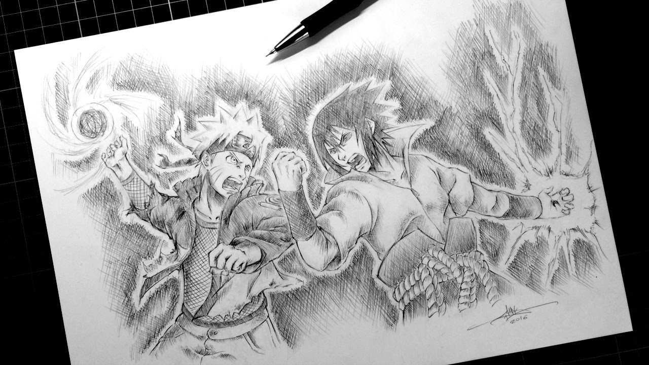 1280x720 Speed Drawing Naruto Vs Sasuke Final Battle - Fan Art Sketch