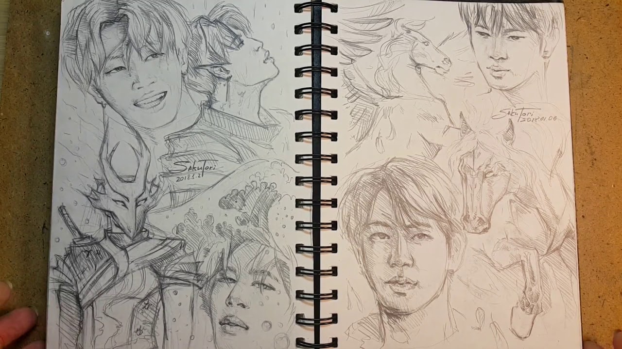 1280x720 Bts Fanart Sketches By Sakutori - Fan Art Sketch
