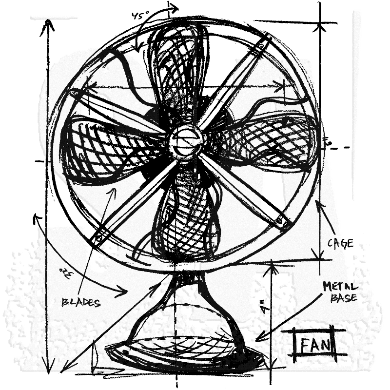 800x800 Tim Holtz Wood Mounted Stamp - Fan Sketch