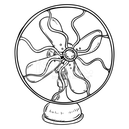 440x440 Vintag Fan In Black And White Stock Vector - Fan Sketch
