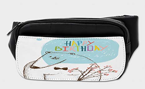 466x287 Lunarable Woodland Bumbag, Sketch Bear With Bow Tie - Fanny Pack Sketch