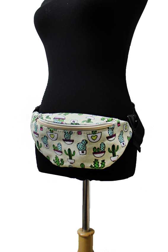 567x850 Vibrant Colorful Animated Sketch Cactus Printed Fashion Canvas - Fanny Pack Sketch