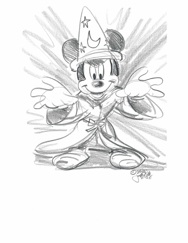 618x800 Mickey As The Sorcerers Apprentice From Fantasia Sketch By Disney - Fantasia Sketches