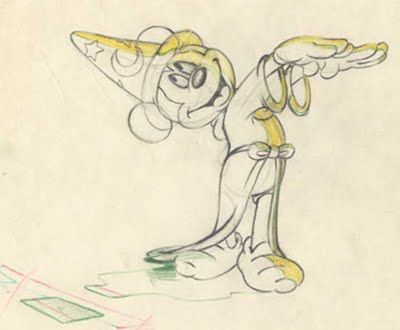 400x330 Pencil Drawing Of Mickey Mouse From Fantasia 1940 - Fantasia Sketches