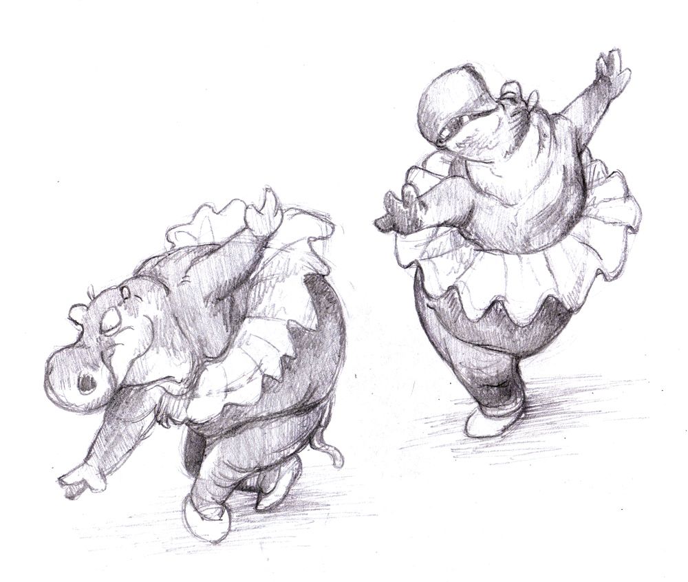 1000x846 Love The Hippo Ballerina In Fantasia Tattoo Ideas - Fantasia Sketches