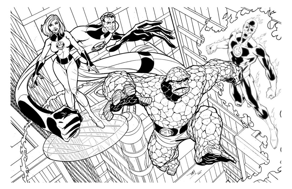 1111x719 Fantastic Four By Timlevins - Fantastic Four Sketch