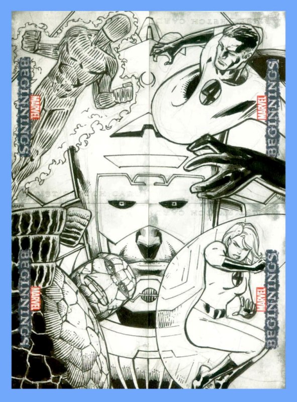 591x800 Fantastic Four Sketch Card Puzzle - Fantastic Four Sketch