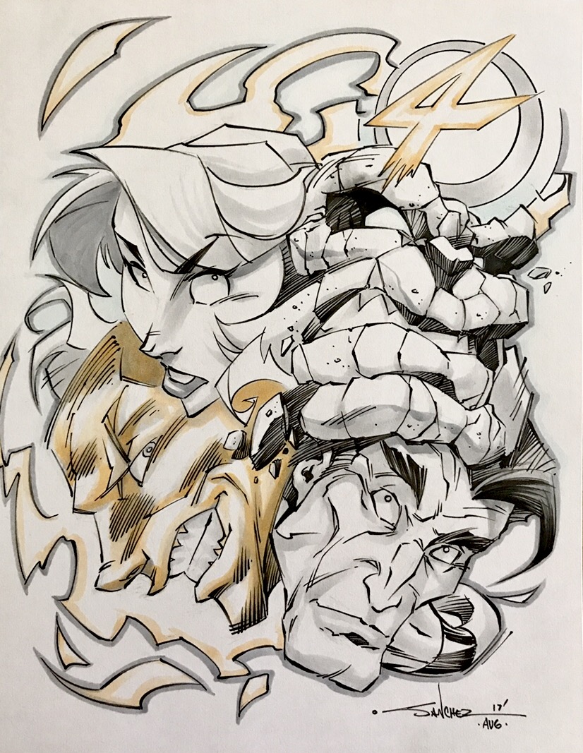 826x1067 Original Art Fantastic Four Assemble The Sketch Art Of Sanchez - Fantastic Four Sketch