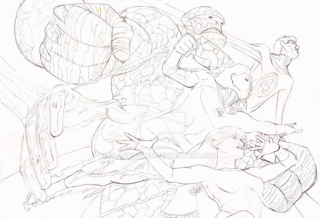 1024x699 Sketch Fantastic Four By Blackhole8 - Fantastic Four Sketch