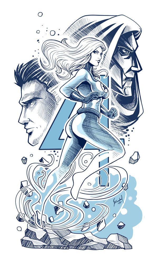 600x985 Sketch Fantastic Four By On - Fantastic Four Sketch