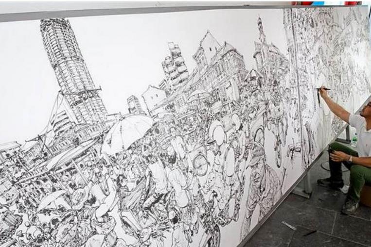 763x509 Korean Artist Eyeing World Record With Longest Drawing Of Penang - Fantasy World Sketches