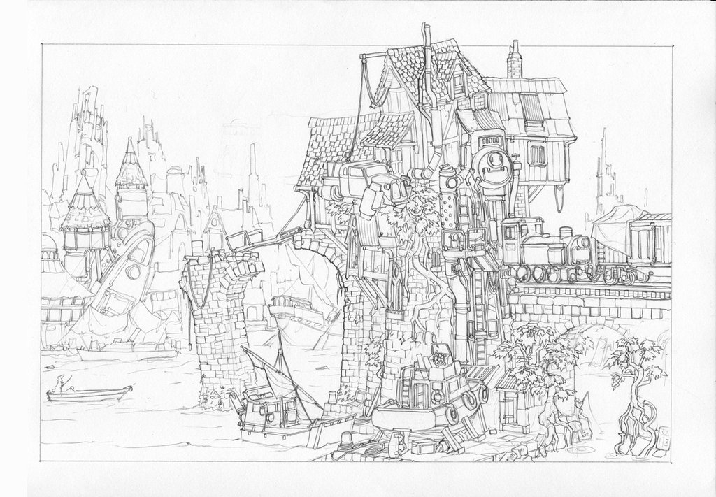 1024x711 Tumbletown - Fantasy World Sketches