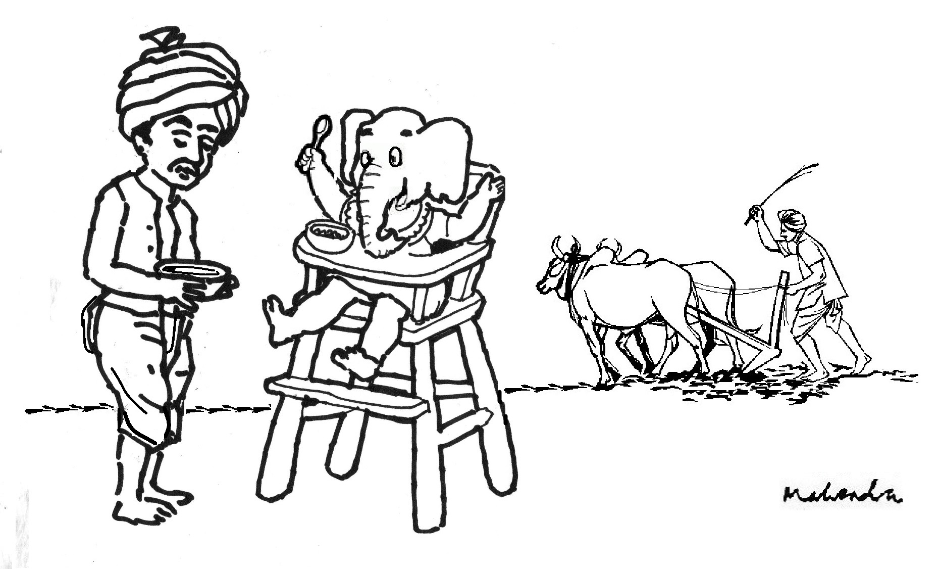 1862x1126 Indian Farmer Sketch - Farmer Sketch