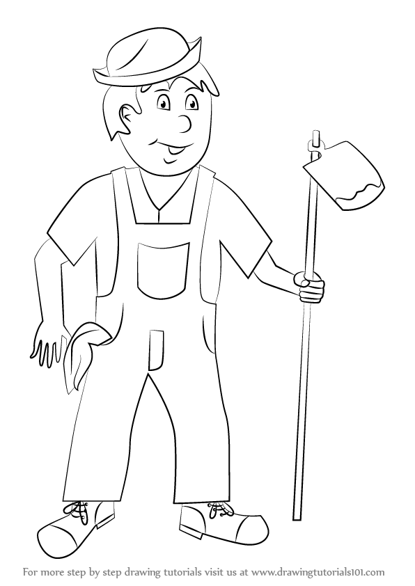 596x842 Learn How To Draw A Farmer For Kids (Other Occupations) Step By - Farmers Sketch