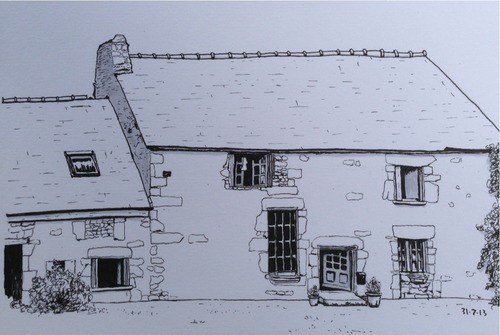 Farmhouse Sketch at PaintingValley.com | Explore collection of