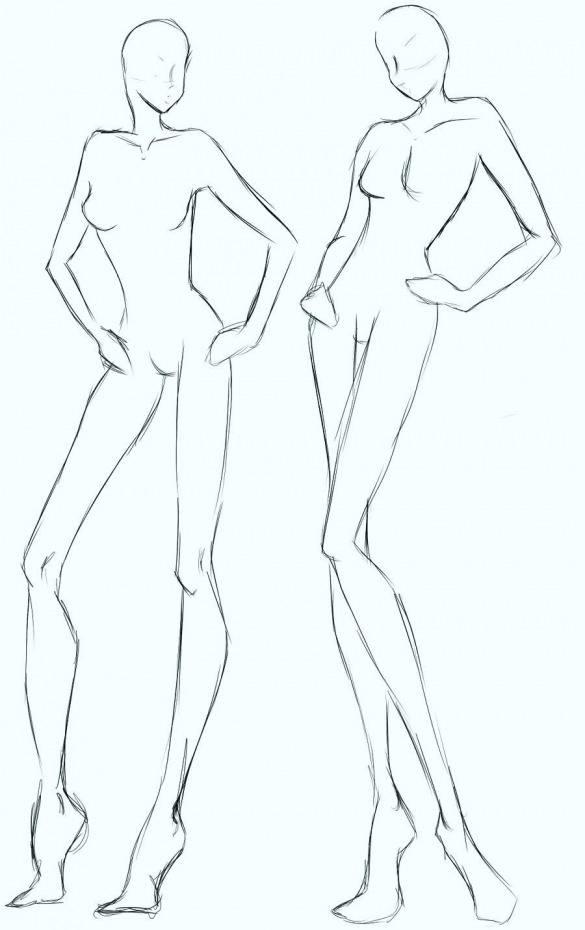 585x930 Model Sketch Template Best Of Free Figure For Fashion Templates - Fashion Designing Sketches Of Models