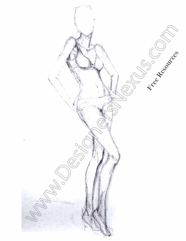 612x792 Freehand Fashion Sketch V13 Figure Drawing - Fashion Figure Sketch