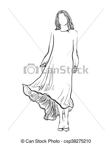 364x470 Fashion Girl Sketch. Hand Drawn Model. Fashion Girl Sketch - Fashion Girl Sketch