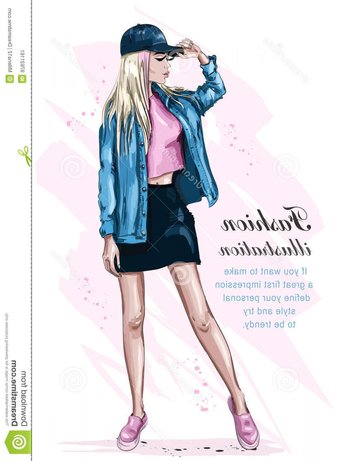 1148x1560 Stock Illustration Stylish Beautiful Girl Cap Fashion Girl Hand - Fashion Girl Sketch