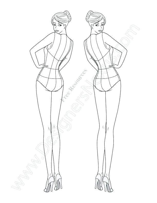 612x792 Fashion Sketches And Body Template Design Mannequin Clothes - Fashion Manikin Sketch