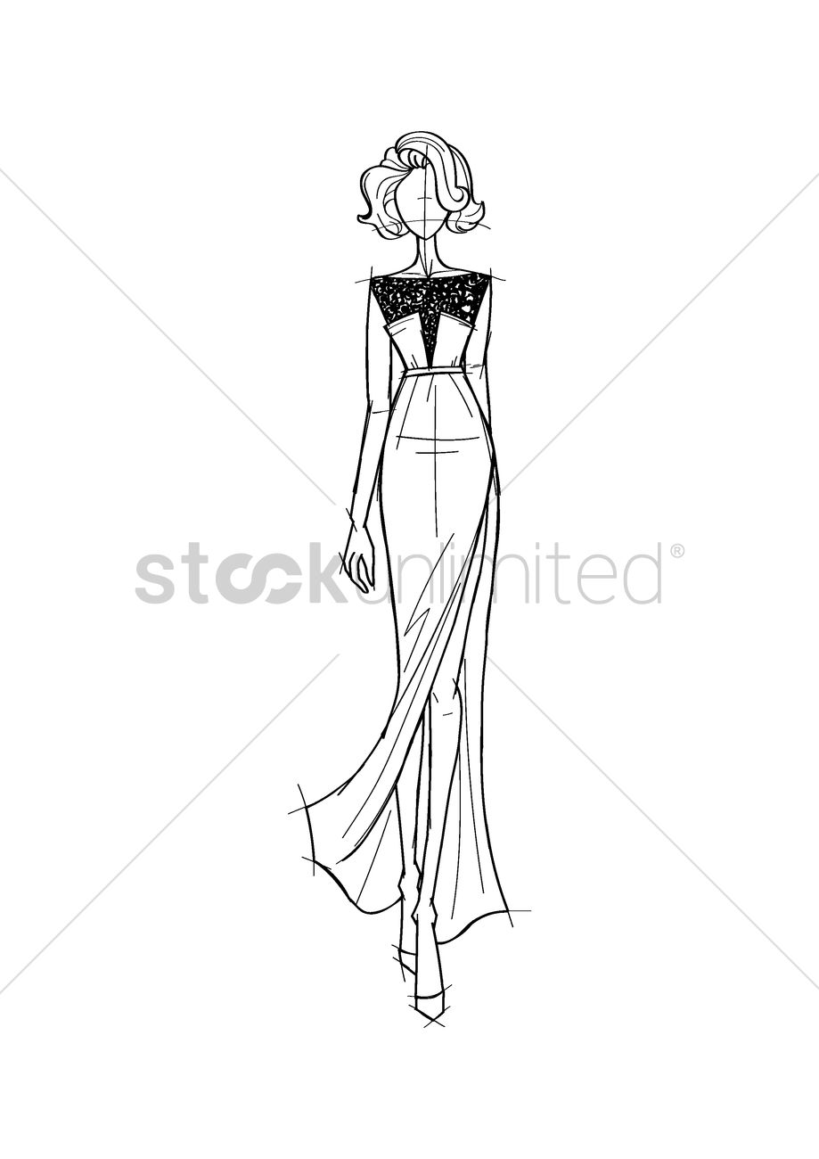 919x1300 Fashion Model Sketch Vector Image - Fashion Model Sketch
