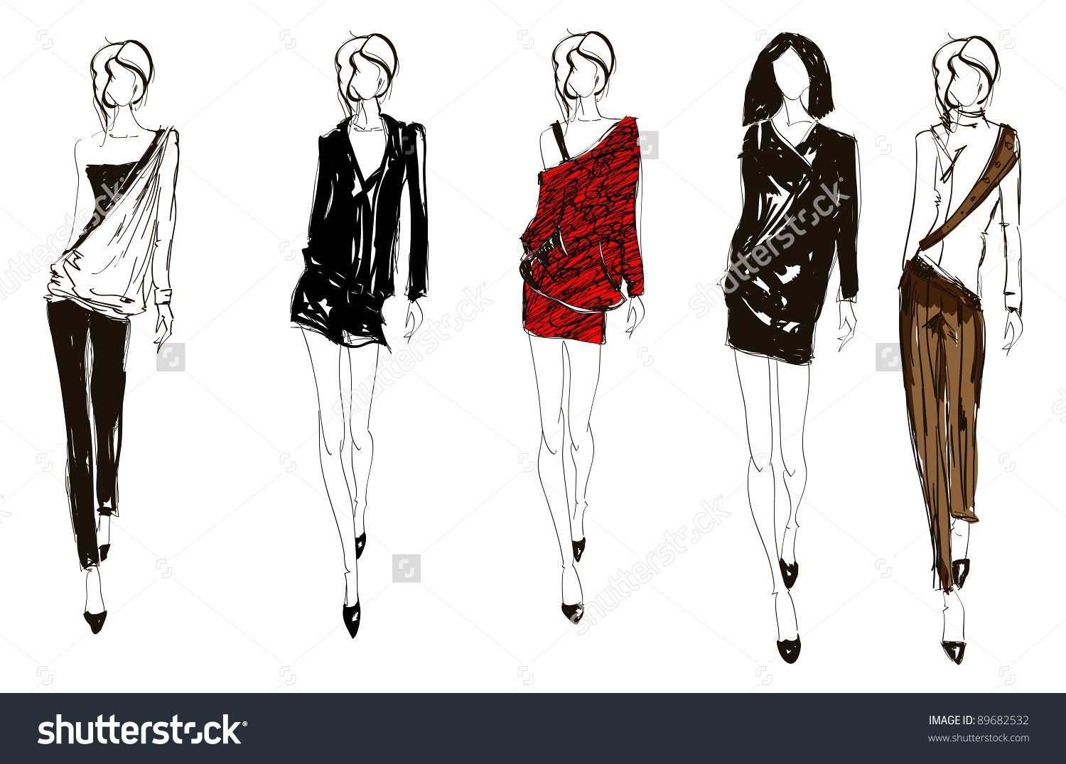 1500x1076 Sketch Fashion Design Clipart - Fashion Model Sketch