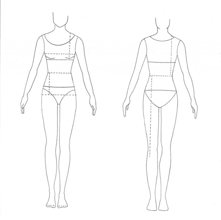 fashion design figure template front and back