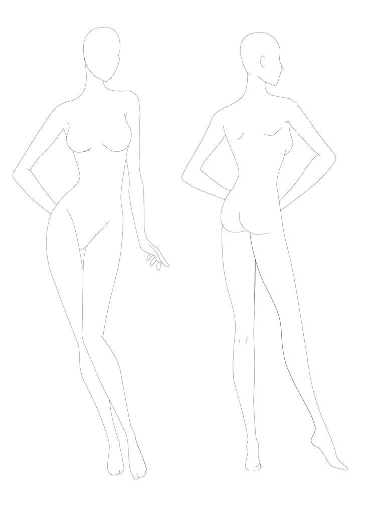 736x1040 Fashion Model Sketch Template - Fashion Model Sketch Template