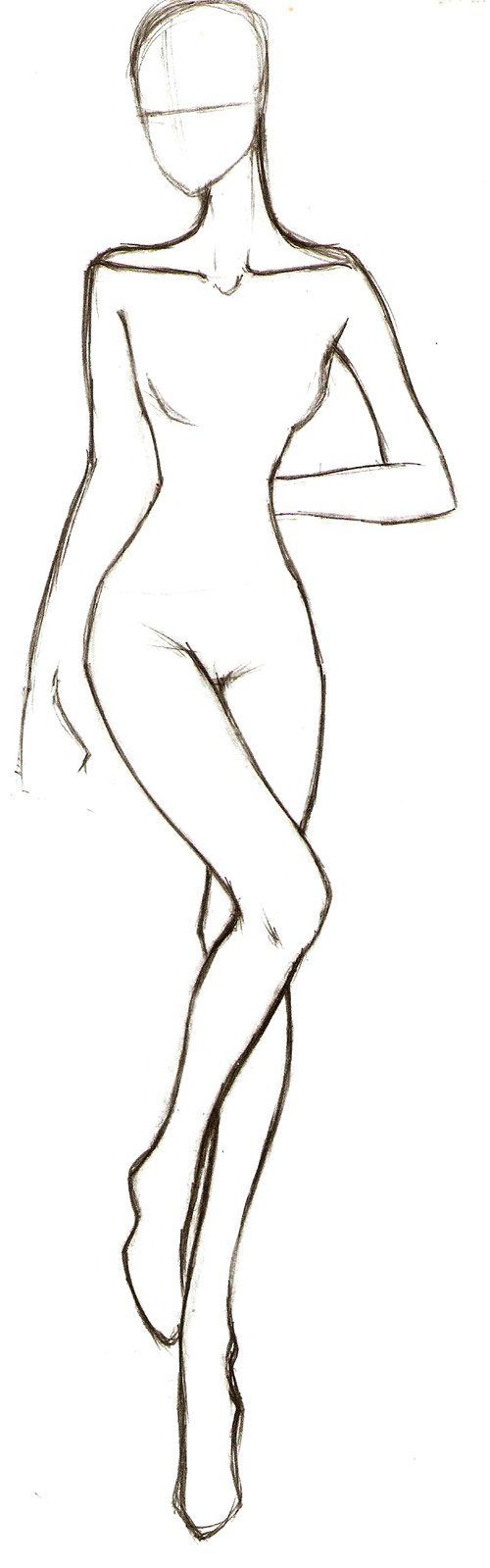 500x1599 Fashion Sketches Template - Fashion Model Sketch Template