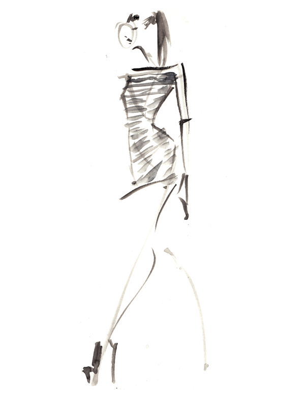 600x776 Live Runway Sketching London Fashion Week 18 09 12 Final Fashion - Fashion Runway Sketches