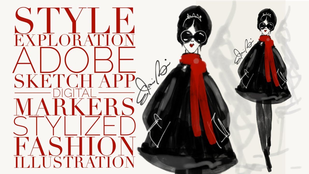1280x720 Style Exploration Adobe Sketch App Digital Markers Stylized 60s - Fashion Sketch App
