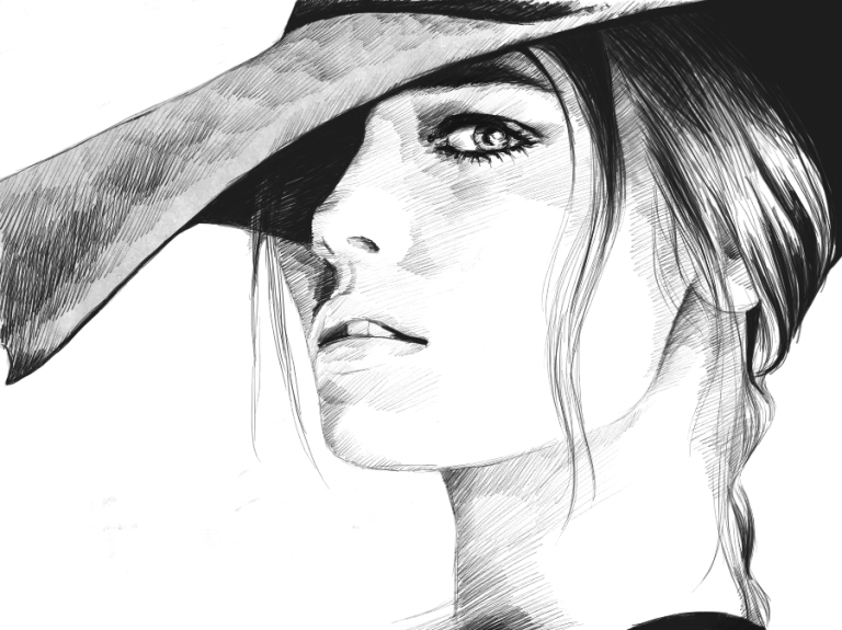 768x575 New Blood Style Amazing Fashion Illustration By Zhenya Zhuravlyova - Fashion Sketch Face