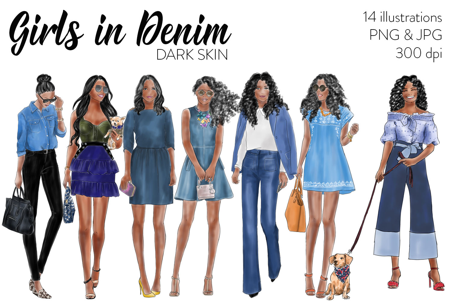 1500x1000 Watercolor Fashion Illustration Clipart - Fashion Sketch Jeans