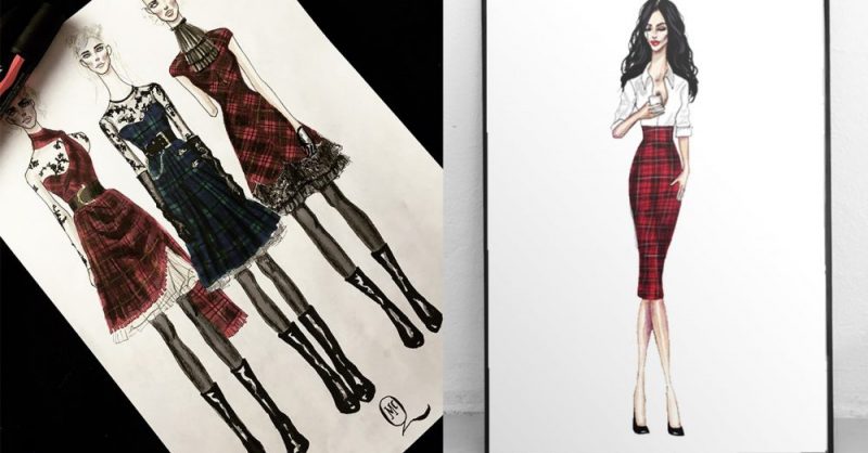 800x418 Drawing Tartan Pattern With Markers - Fashion Sketch Markers