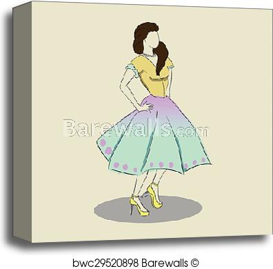 396x390 Canvas Print Of Sketch Of The Dress Barewalls Posters Amp Prints - Fashion Sketch Posters