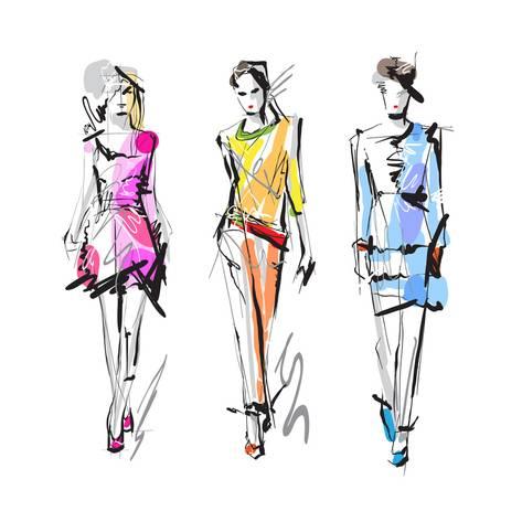 473x473 Fashion Models. Sketch Posters By Dahabian - Fashion Sketch Posters