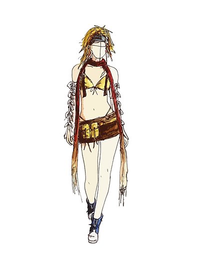 400x550 Final Fantasy X Rikku Fashion Sketch Posters By Theretrovgers - Fashion Sketch Posters