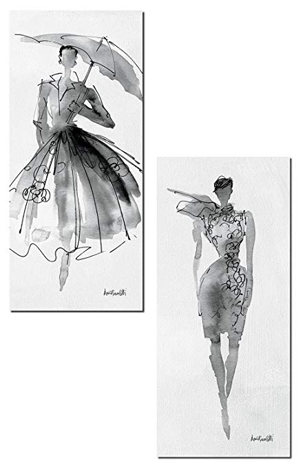 436x679 Trendy Runway Fashion Model Sketch Panel Sets By Anne - Fashion Sketch Posters