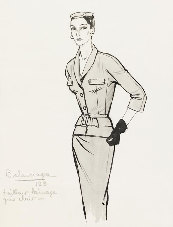 567x744 Balenciaga Suit Fashion Illustration (Custom Print) - Fashion Sketch Prints