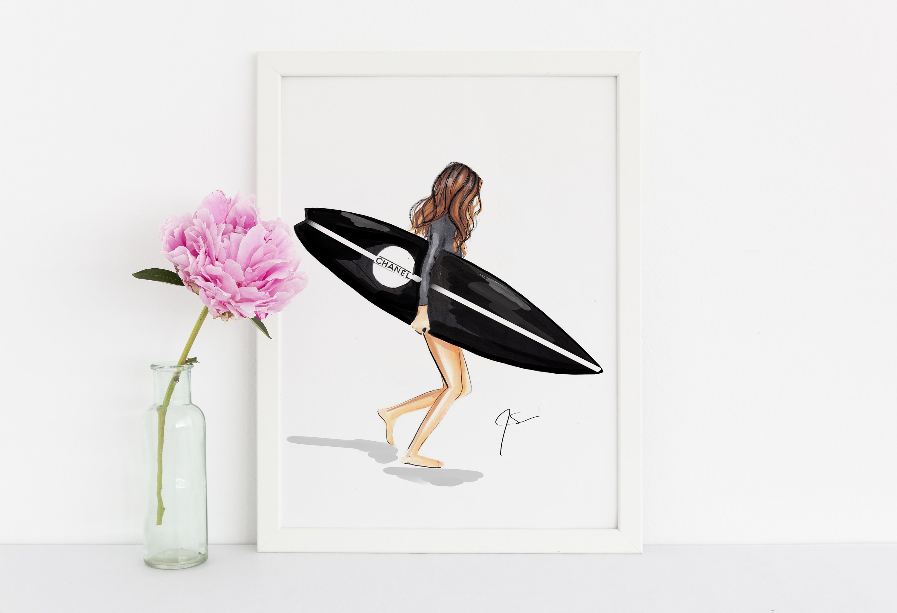3000x2049 The Surfboard (Fashion Illustration Print - Fashion Sketch Prints