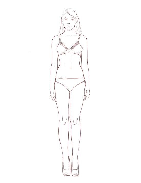 550x712 Tips For Realistic Fashion Illustration + Free Templates - Fashion Sketch Template