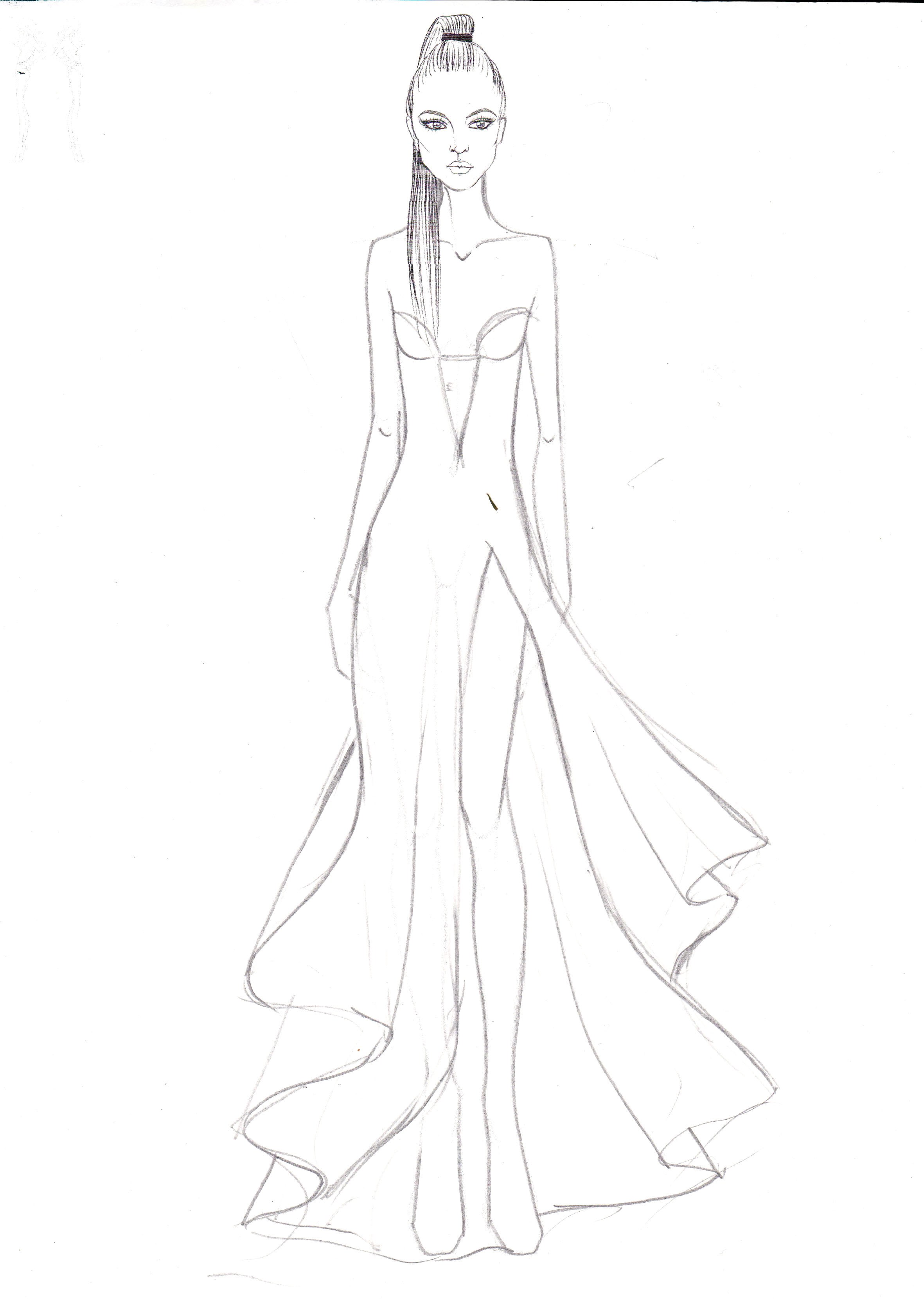 Fashion Model Outline Templates Sketch Coloring Page