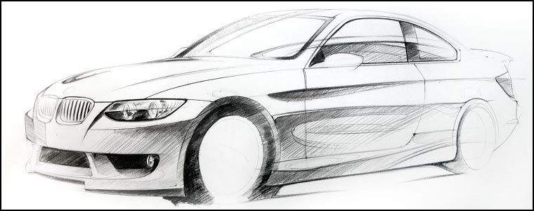 760x300 Mikael Lugnegard Traditional Sketch Rendering - Fast Car Sketch